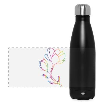 Colorful Magnolia Line Drawing Modern - Panoramic Thermal Bottle 500 ml - black - Front