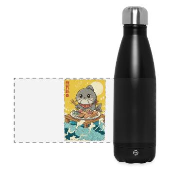 Poissons Chats Kawaii - Gourde isotherme panoramique 500 ml - noir - Devant