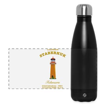 Fehmarn, Landmark Lighthouse Staberhuk - Panoramic Thermal Bottle 500 ml - black - Front