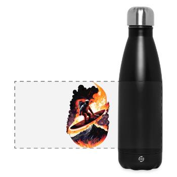 Surfender Astronaut - Panorama Isolierflasche 500 ml - Schwarz - Vorne