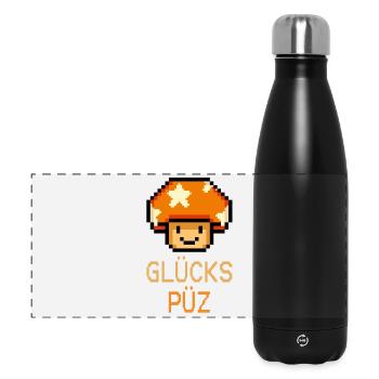 Glückspüz - Lucky Guy, Dialect, Pixel - Panoramic Thermal Bottle 500 ml - black - Front