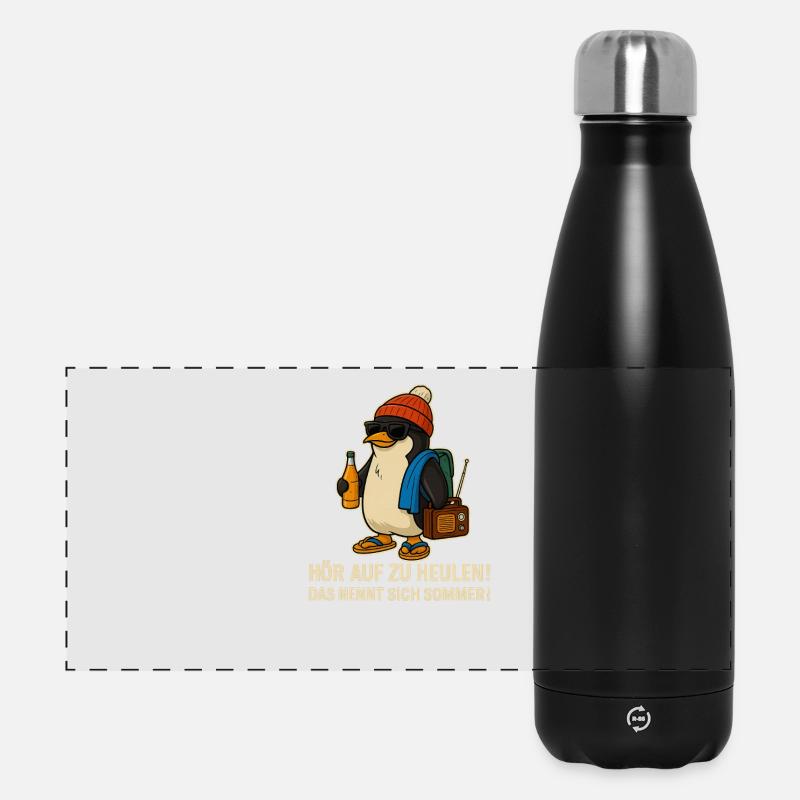 Summer penguin with sunglasses - Panoramic Thermal Bottle 500 ml - black