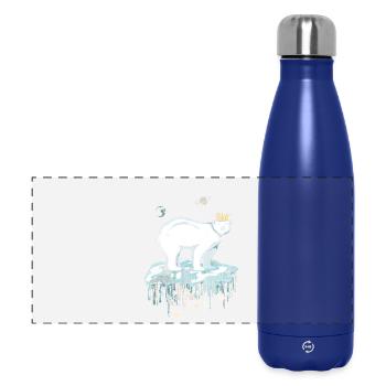 Majestätischer Eisbär mit Krone auf Eisscholle - Panoramic Thermal Bottle 500 ml - dark blue  - Front