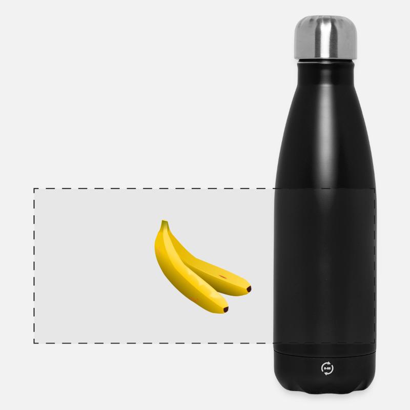 Twin Bananas Vector Yellow - Panoramic Thermal Bottle 500 ml - black