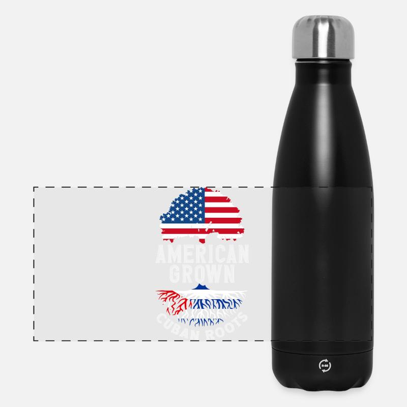 Cuba Pride & Home - Cuba Flag Design - Panoramic Thermal Bottle 500 ml - black