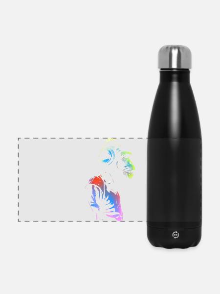 Affe mit Kopfhörern 🎧 - Panorama Isolierflasche 500 ml - Schwarz