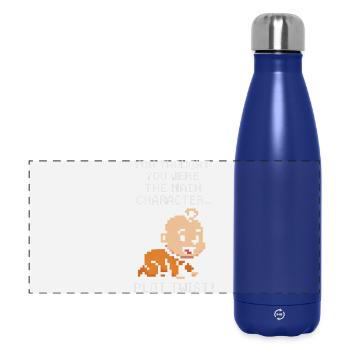 Plot Twist: Child is the main character | Gamer parents - Panoramic Thermal Bottle 500 ml - dark blue  - Front