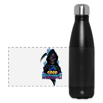 Neon Sensenmann Guten Morgen - Panorama Isolierflasche 500 ml - Schwarz - Vorne