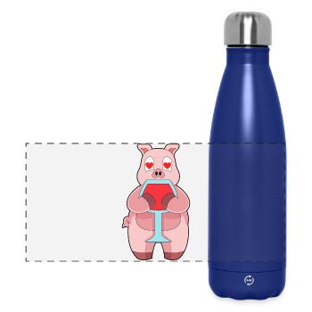 Pork Red Wine - Panoramic Thermal Bottle 500 ml - dark blue  - Front