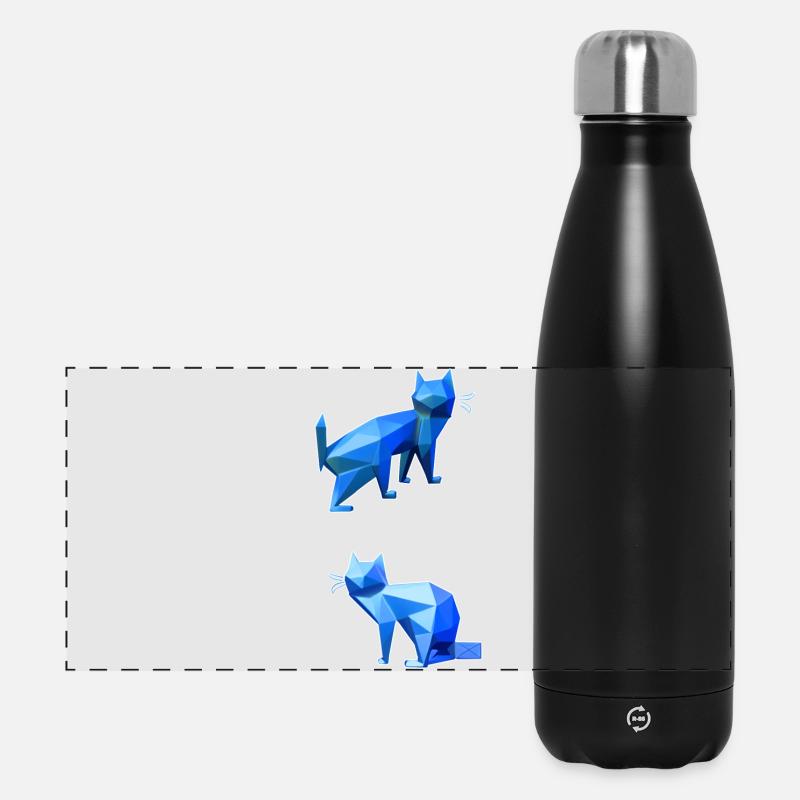 Blue Polygon Cat Duo - Panoramic Thermal Bottle 500 ml - black