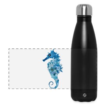 Seahorse with corals, shells and sea anemones - Panoramic Thermal Bottle 500 ml - black - Front