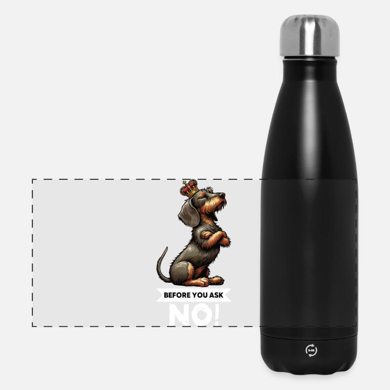 Before You Ask Rauhaardackel Dackel Teckel Tekkel - Panorama Isolierflasche 500 ml - Schwarz