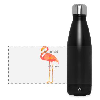 Flamingo Design mit Schrift - Panorama Isolierflasche 500 ml - Schwarz - Vorne