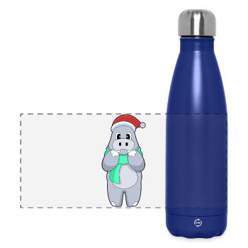 Nilpferd Weihnachten Winter - Panorama Isolierflasche 500 ml - Dunkelblau  - Vorne