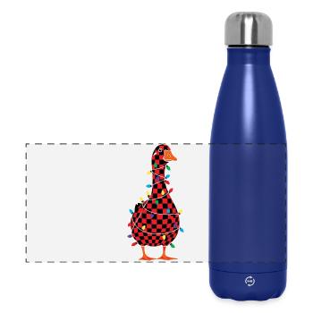 Humor Goose Christmas Plaid Red Plaid - Panoramic Thermal Bottle 500 ml - dark blue  - Front
