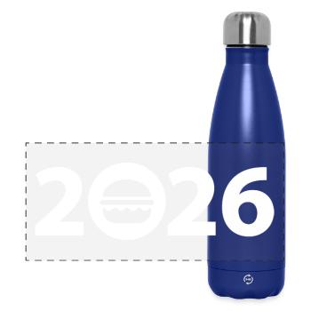 Burgers 2026, hamburgers 2026, fast food 2026 - Panoramic Thermal Bottle 500 ml - dark blue  - Front