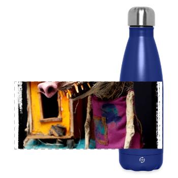 Poupée mascotte imaginative avec une robe colorée - Gourde isotherme panoramique 500 ml - bleu foncé  - Devant