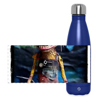 Bizarre creature punk doll with glowing eyes - Panoramic Thermal Bottle 500 ml - dark blue  - Front