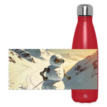 Bonhomme de neige skiant - Gourde isotherme panoramique 500 ml - rouge - Devant