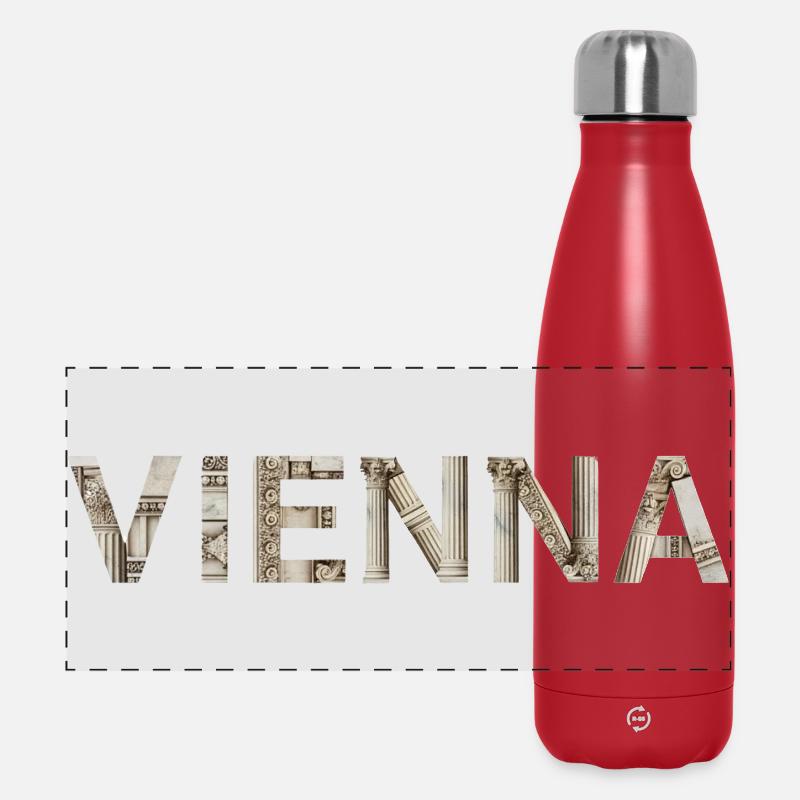 Vienna Typography with classical architecture - Panoramic Thermal Bottle 500 ml - red