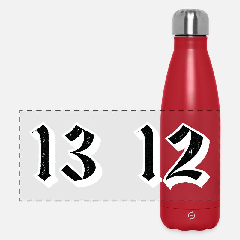 Twin Gothic Numerals 13 12 - Panoramic Thermal Bottle 500 ml - red