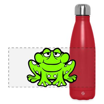 Frog toad smiles funny sitting comic happy - Panoramic Thermal Bottle 500 ml - red - Front