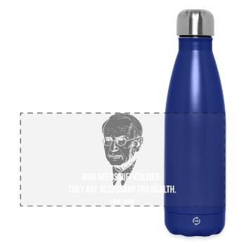 Carl Jung Zitat – Schwierigkeiten heilen Gesundheit - Panorama Isolierflasche 500 ml - Dunkelblau  - Vorne