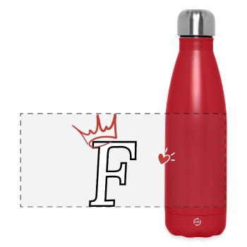 Buchstabe f Kronenherz - Panorama Isolierflasche 500 ml - Rot - Vorne