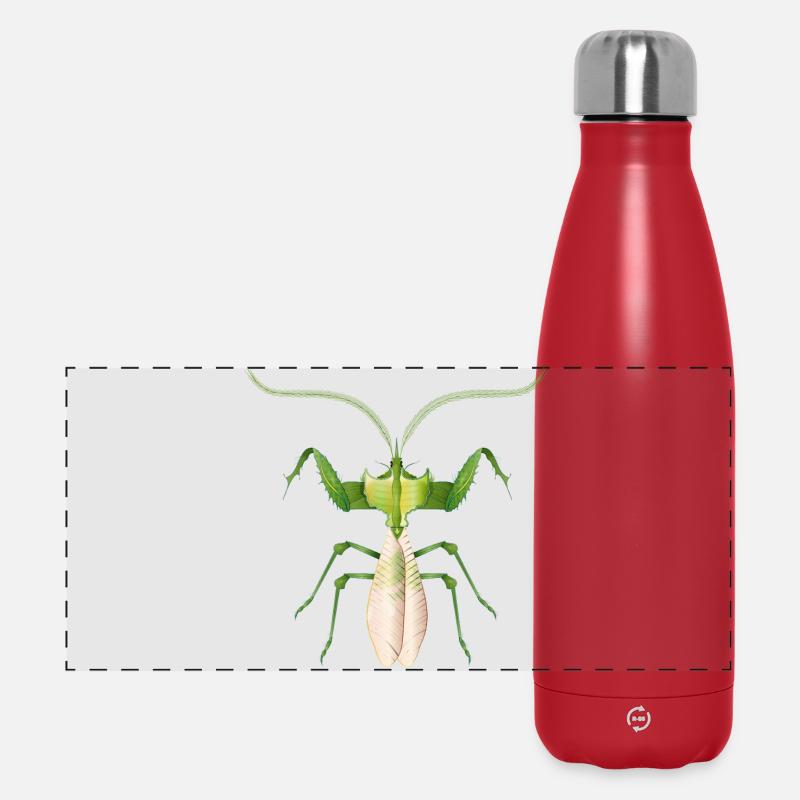 Insecte tropical en vert – Fleur du diable en filigrane - Gourde isotherme panoramique 500 ml - rouge