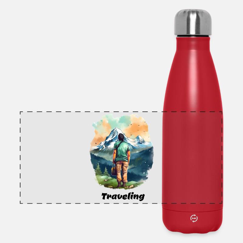 Traveling - Panorama Isolierflasche 500 ml - Rot
