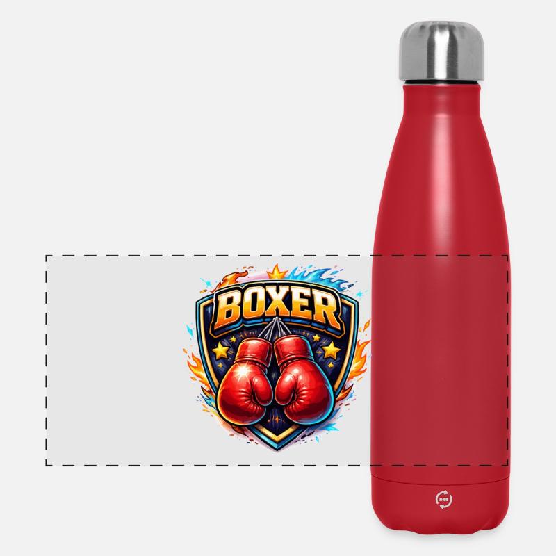 Logo de boxe combative avec gants - Gourde isotherme panoramique 500 ml - rouge