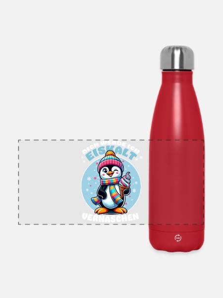 Lustiger Pinguin mit Eis – Cooler Spruch - Panorama Isolierflasche 500 ml - Rot