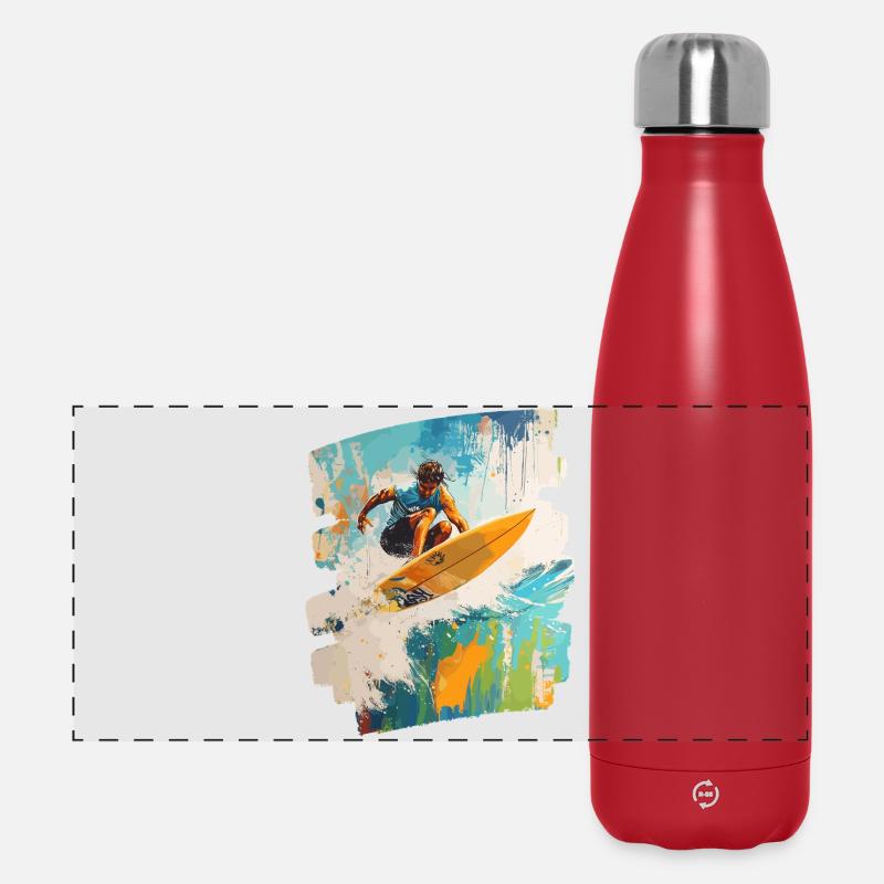 Surfeur Surf Planche de surf Surf - Gourde isotherme panoramique 500 ml - rouge