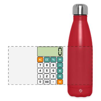 Number Day Minimalist Digital Calculator Design - Panoramic Thermal Bottle 500 ml - red - Front