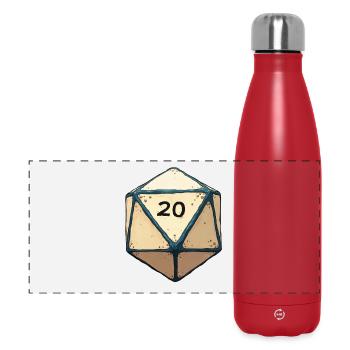 D20 Dice with only 20 – Lucky Dice Design - Panoramic Thermal Bottle 500 ml - red - Front