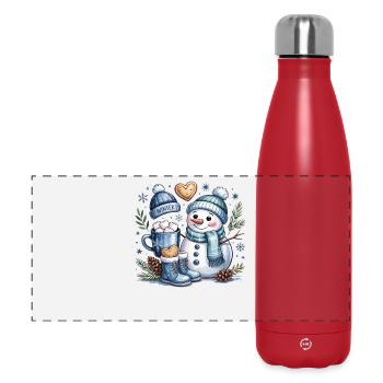 Bonhomme de neige magique d’hiver Cacao - Gourde isotherme panoramique 500 ml - rouge - Devant