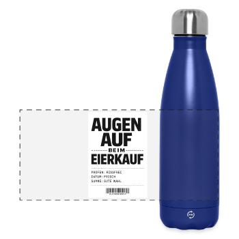 Restez vigilant lorsque vous achetez des œufs - Gourde isotherme panoramique 500 ml - bleu foncé  - Devant