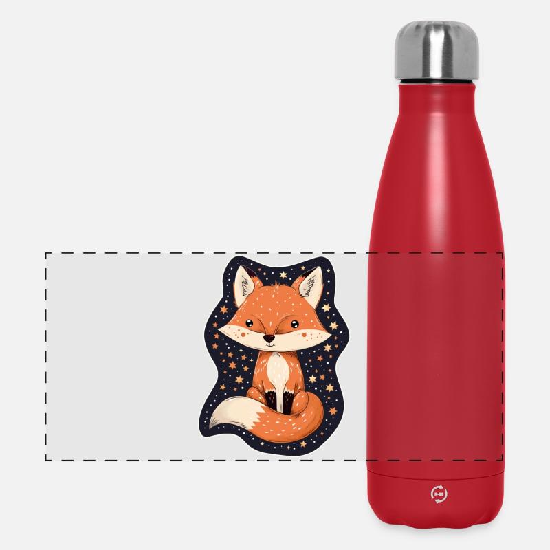 Fuchs mit Sternen - Panorama Isolierflasche 500 ml - Rot