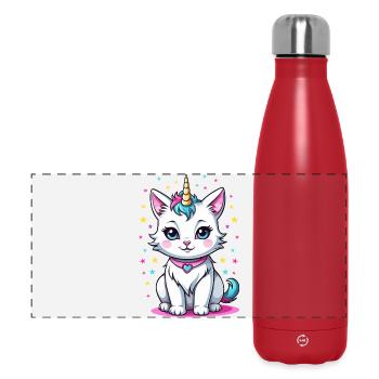 Süße Katzeneinhorn - Panorama Isolierflasche 500 ml - Rot - Vorne