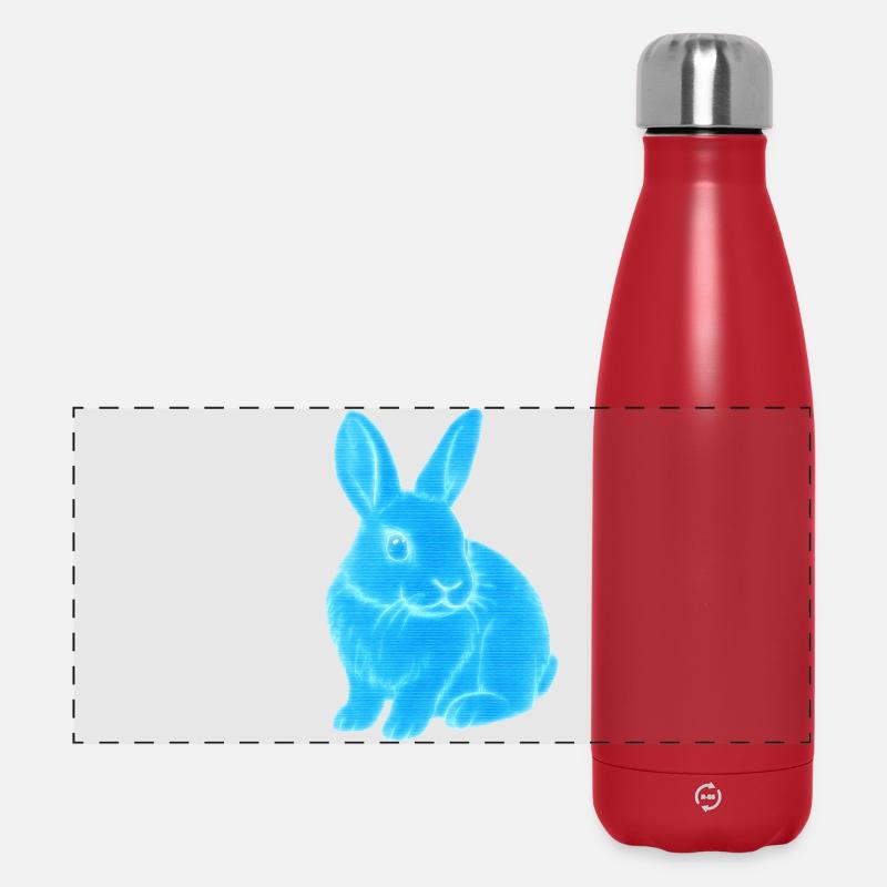 Neonhase Blauleuchten - Panorama Isolierflasche 500 ml - Rot