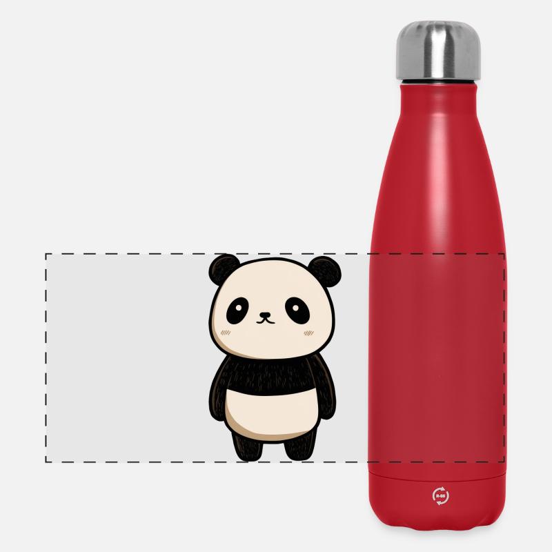 panda drawing, cute panda, baby panda - Panoramic Thermal Bottle 500 ml - red