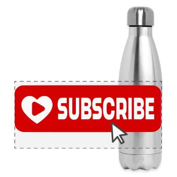 Fabulous YouTube Channel Subscribe Button Icon - Panoramic Thermal Bottle 500 ml - silver - Front
