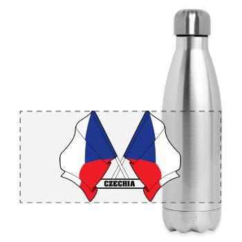 RÉPUBLIQUE TCHÈQUE – Drapeaux croisés - Gourde isotherme panoramique 500 ml - argent clair - Devant