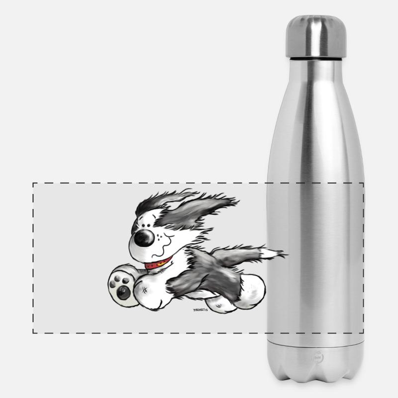 Bearded Collie- Beardie Power - Herding dog - Panoramic Thermal Bottle 500 ml - silver