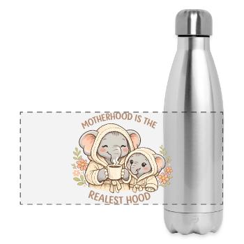 Chemise éléphant drôle de maman, cadeau fleuri pour la fête des mères - Gourde isotherme panoramique 500 ml - argent clair - Devant