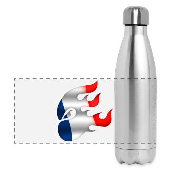 Drapeau de la France - France - Ninja - Gourde isotherme panoramique 500 ml - argent clair - Devant