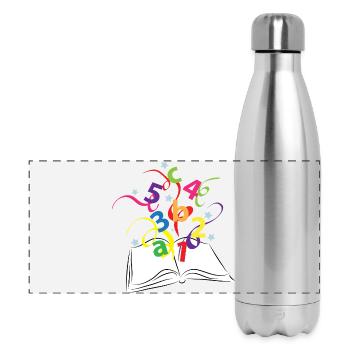 Buch mit bunten Buchstaben und Zahlen - Panorama Isolierflasche 500 ml - Lightsilver - Vorne