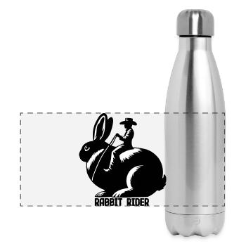 Rabbit Rider (text - no outline, 3-Color) - Panoramic Thermal Bottle 500 ml - silver - Front