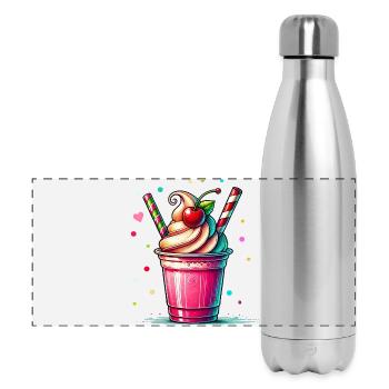 Verführerische Kirschträume:Kirschen Milchshake - Panorama Isolierflasche 500 ml - Lightsilver - Vorne