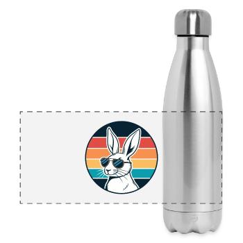 Lapin rétro ensoleillé avec lunettes - Gourde isotherme panoramique 500 ml - argent clair - Devant